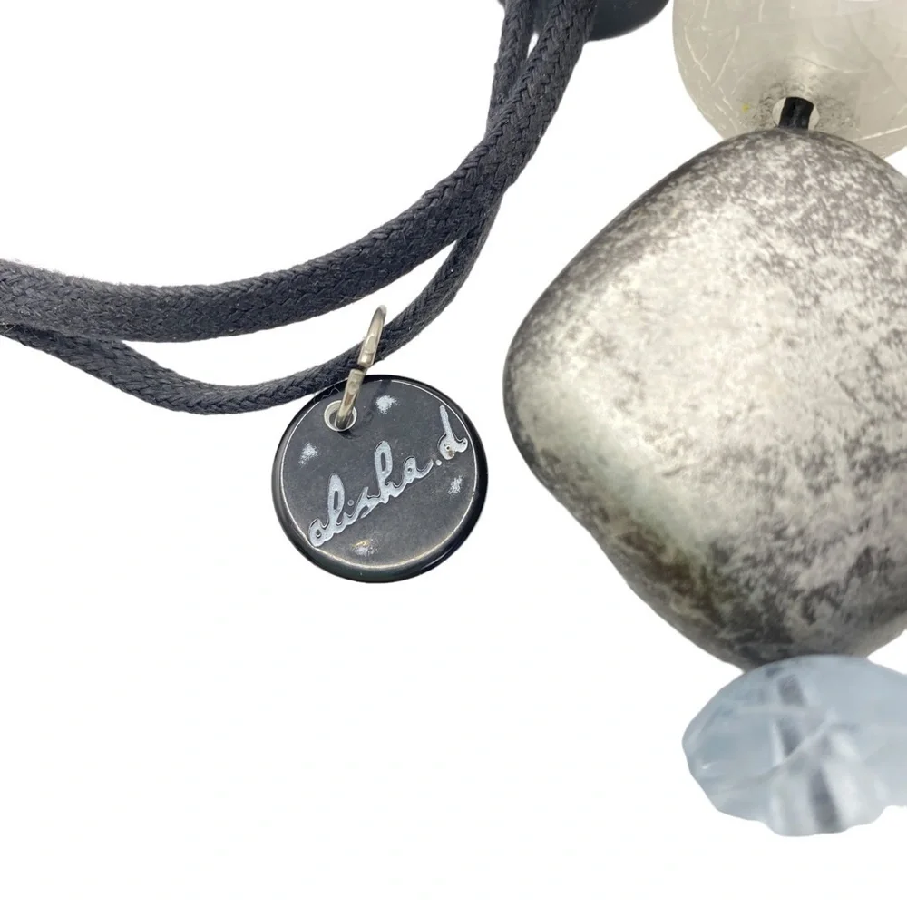 ALISHA D Blue & Gray Chunky Bead s Necklace Made In Italy